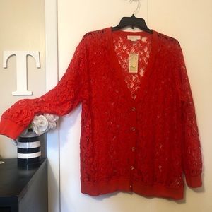 NWT Red Lace Plus Size Michael Kors Cardigan